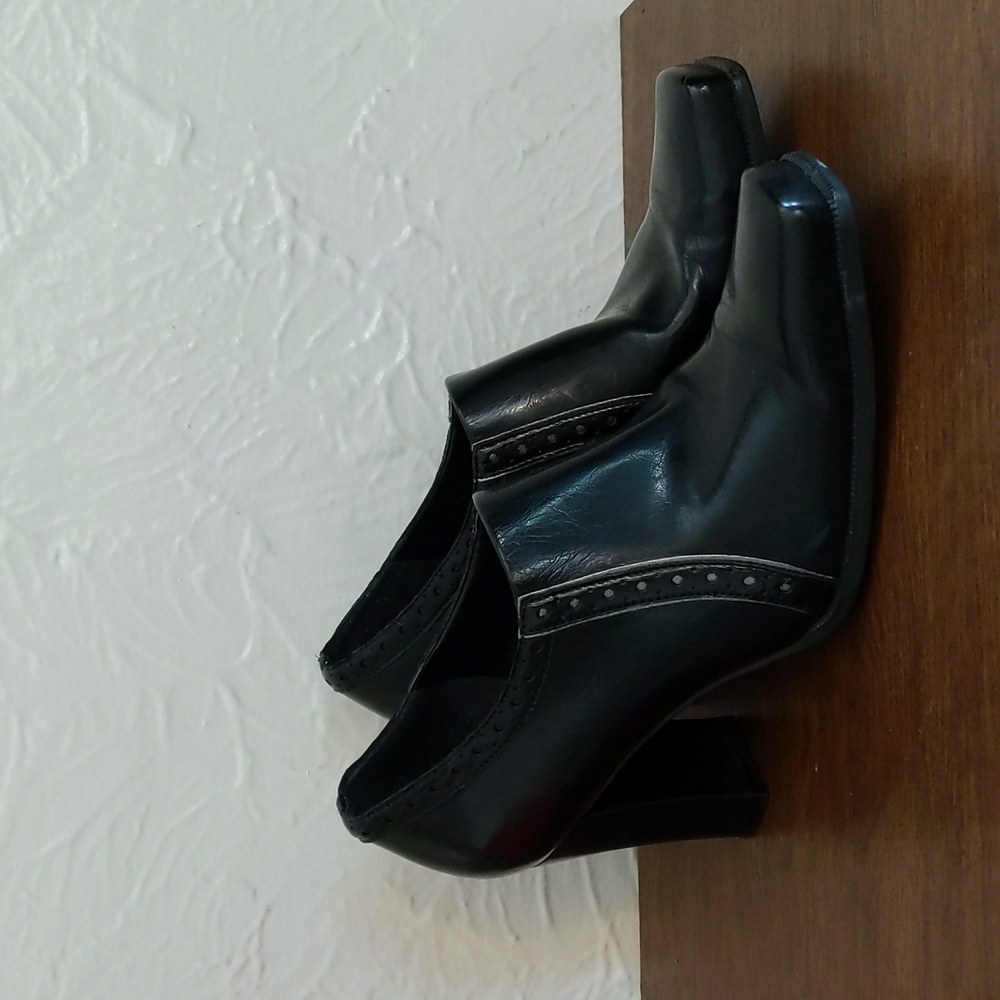 Franco Sarto Square Toe Black High Heel Booties